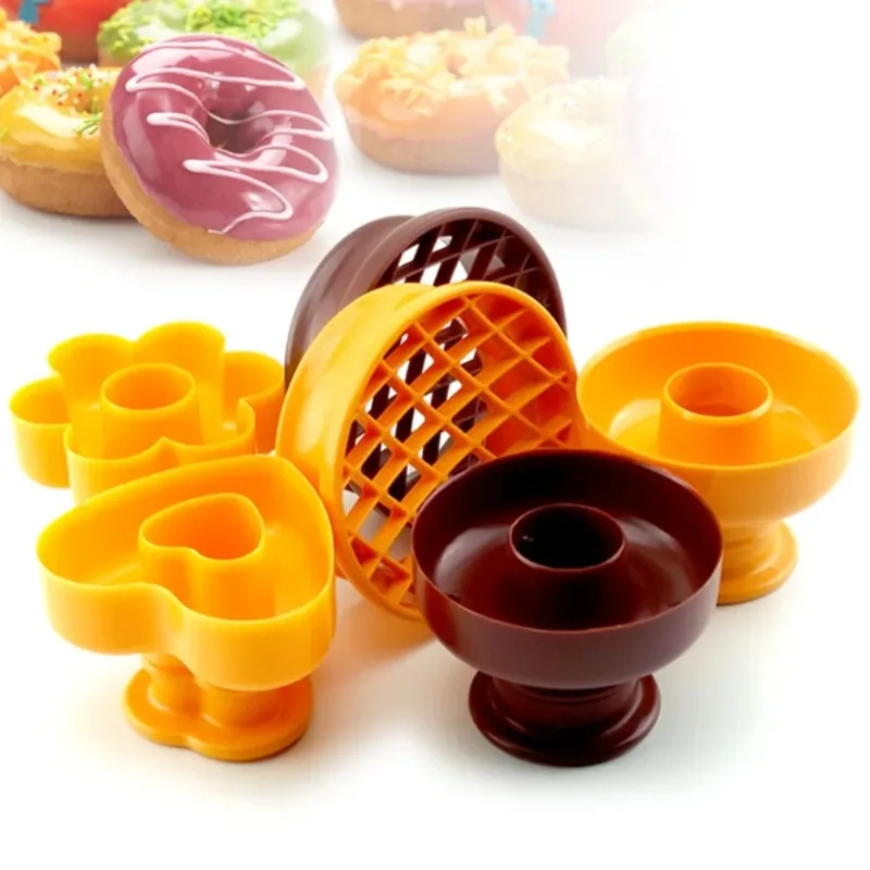 

5PCS Sweet Three Energy Biscuits Round Mold Cake Making Press Tool Pineapple Bun Bread Printing Baking