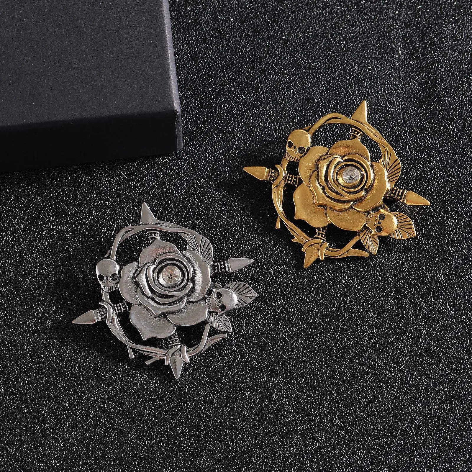 Classic Skull Rose Flower Brooch for Men Women Vintage Plant Flower Shaped Pins Jewelry Trendy Accessories Party Gifts 2026