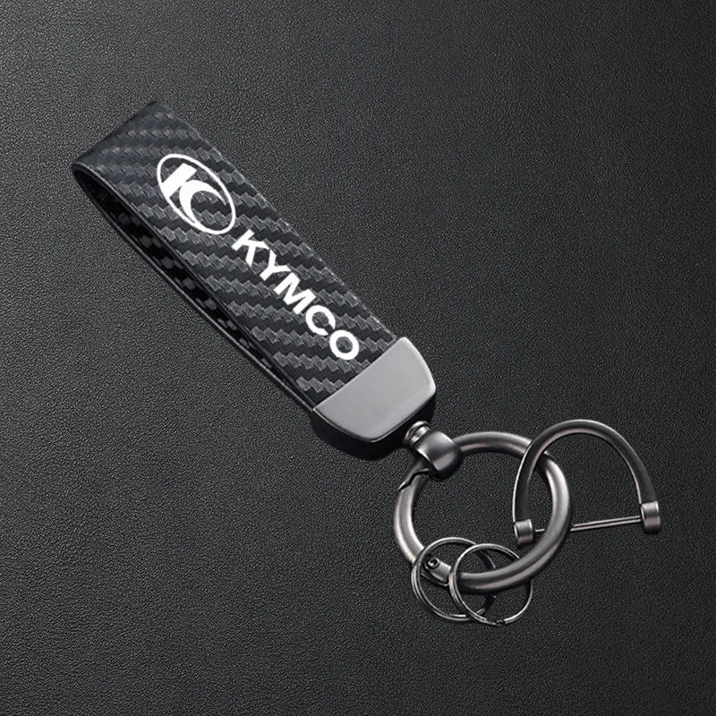 For KYMCO Xciting 250 300 400 AK550 CT250 CT300 S400 Downtown 125i 350i Carbon Fiber Patterned Motorcycle Keychain Metal Keyring