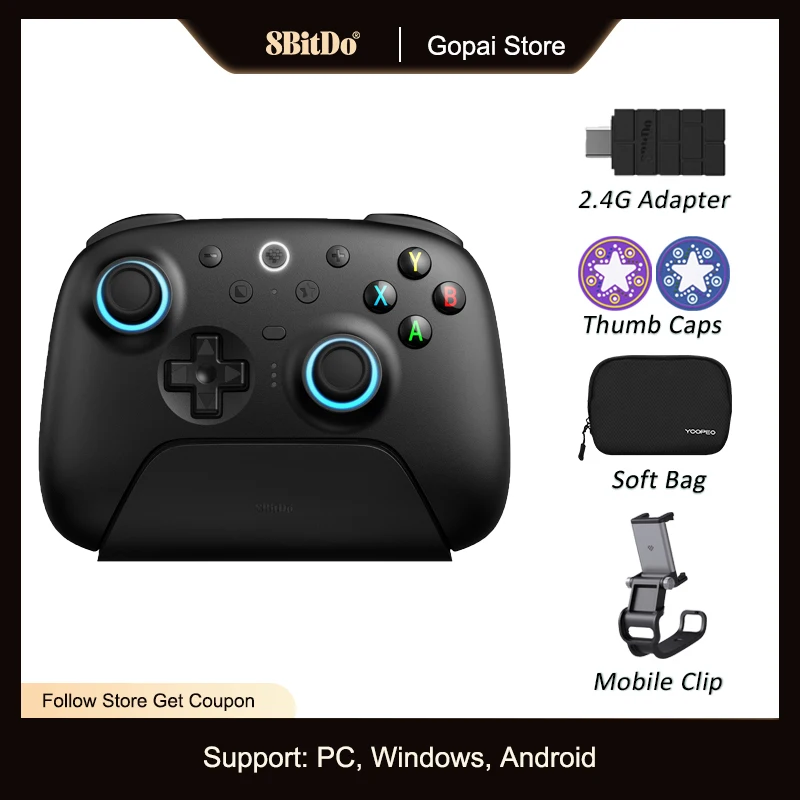 8BitDo Nieuwe Ultimate 2 Wireless, TMR-joysticks en Hall-effect-triggers-controller met oplaadstation voor pc, Windows 10,11, Android - afbeelding 1