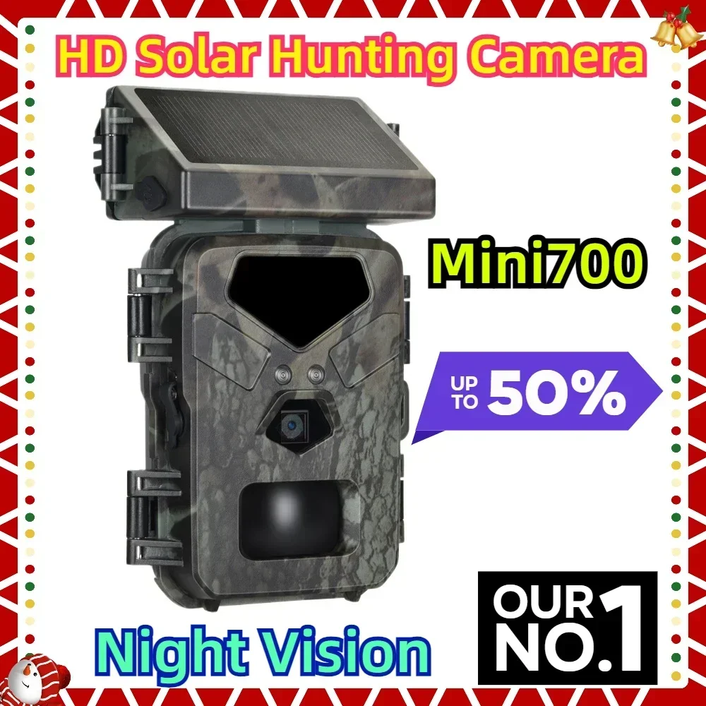 

20MP/1080P HD Charging Surveillance Traps Photo Solar Hunting Camera Mini700 Infrared Night Vision Wildlife Observation Cam