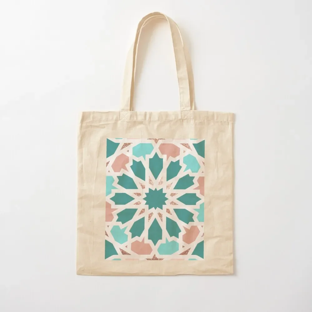 

Rose gold geometric Arabic pattern inspired by the Safaa Gardens Mosque at KAUST Tote Bag Shopper custom bags Tote Bag