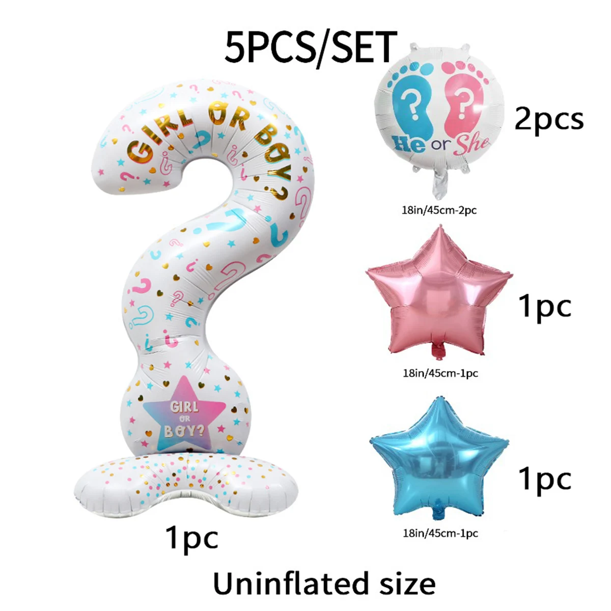 5pcs/set Gender Reveal Party Decoration Balloons Boy Or Girl Theme Birthday Celebration Supplies Indoor Party Decor Supplies