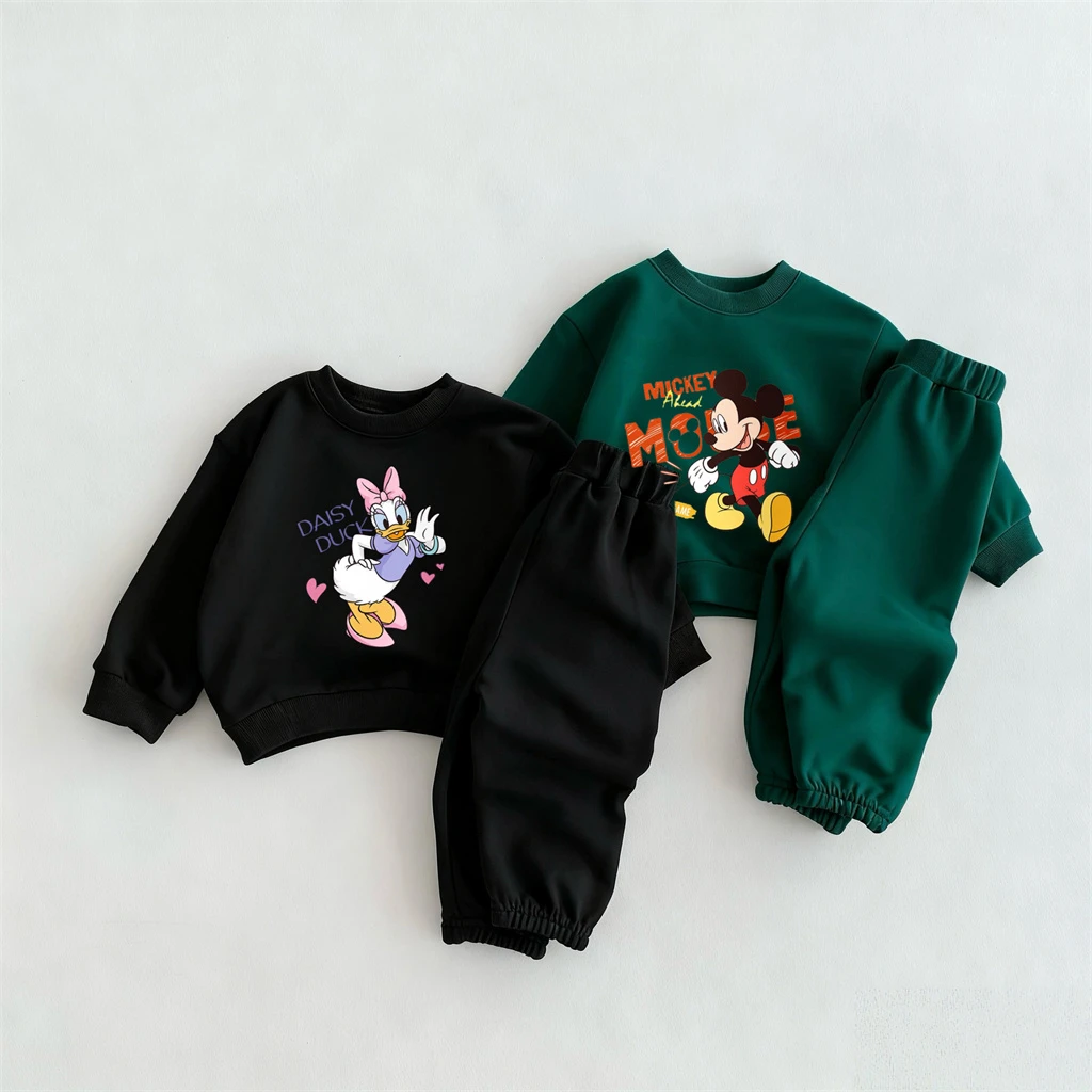 

New Autumn Clothing Cartoon Hoodies Sweatpants Two Piece Outer Wear Kids Fashion Cartoon Printed Tops Loose Trousers For Child