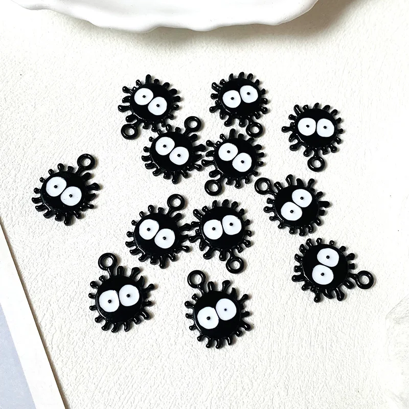 10pcs Cartoon Black Elf Alloy Enamel Charms Cute Anime Pendant For Earring Bracelet Diy Jewelry Making