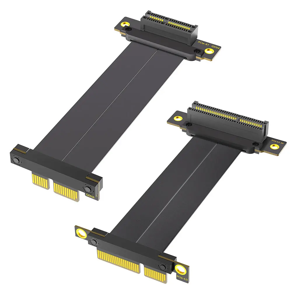 

PCI-E 4.0 X1/X4 Riser Cable PCIE 4.0 Extension Cable 90° Mounting 90 Degree Adapter PCI-E 4.0 Riser Video Card Extension Cable
