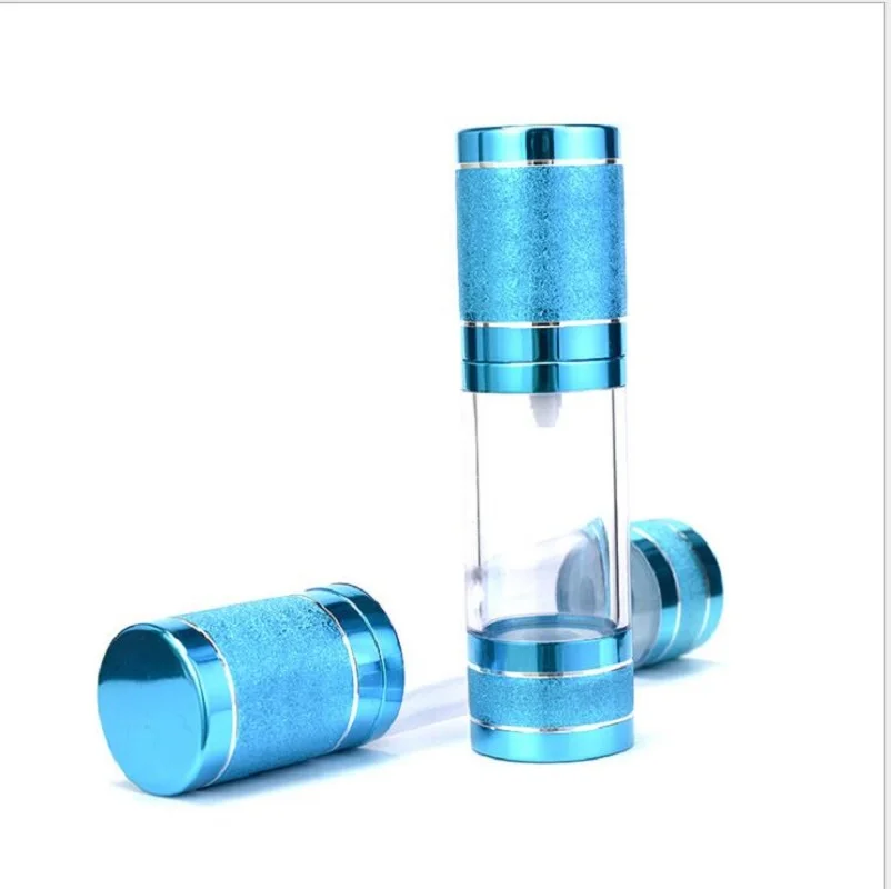 Garrafa mal ventilada rosa/azul de 15ml, tampa rosa transparente para soro/loção/emulsão/essência/óleo/base/gel embalagem cosmética