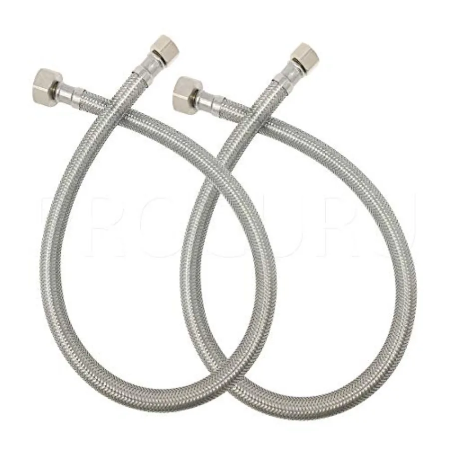 

2-Pack] 1.3Ft x 3/8" Comp x 1/2" FIP Faucet Hose Connector, Staless Steel Braided Supply Le, Certified Safe (9SF-2P