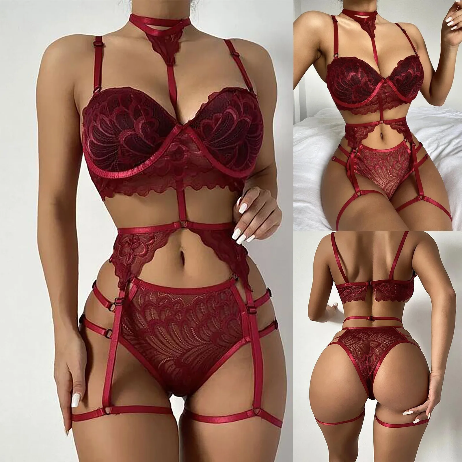 Naughty Devil Sexi Babydoll reggiseno di pizzo Panty Set prospettiva sesso costumi erotici Lingerie Set biancheria intima vestito porno Lingerie Sexy