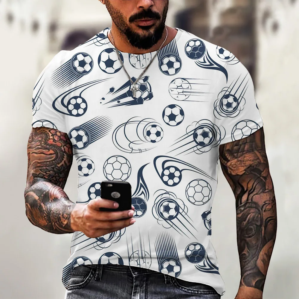 T-shirts for Men Oversized Tee 2022 Football 3D Print Fashion Unisex T Shirt Harajuku Summer Short Sleeve Children\'s Size Tops