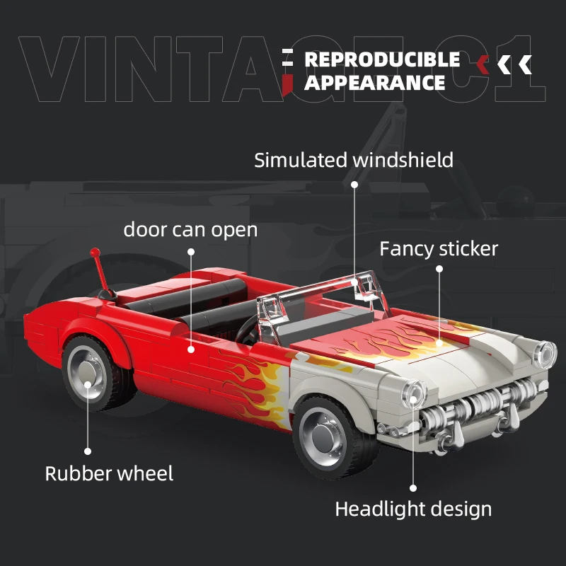 MOC 250 قطعة سيارة العضلات اللبنات لعبة الجمعية متحمس أطقم منمذجة عرض سطح المكتب قوالب بناء مجموعة هدية الكريسماس الصبي #5