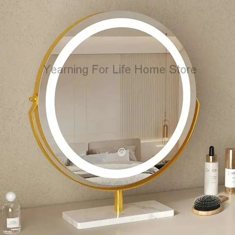 

Minimalist Led Decorative Mirrors Modern Bedroom Desk Decorative Mirrors Makeup Espejo Redondo Home Decoration Luxury YY50DM