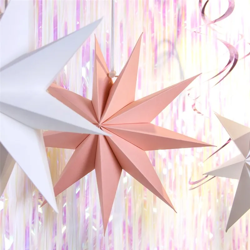 30CM Nine-Pointed Stars Hanging Paper Origami Lampshade Party Lantern Wedding Festival Hanging Event Layout Room Decor