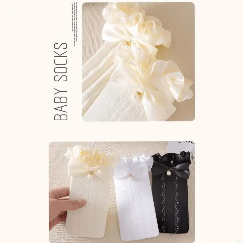 B2QD Girls طول الركبة الجوارب للأطفال 3-13T ، جوارب ديكور القوس الجميلة في الجوارب الأنبوبية لأداء المسرح والحفلات #3