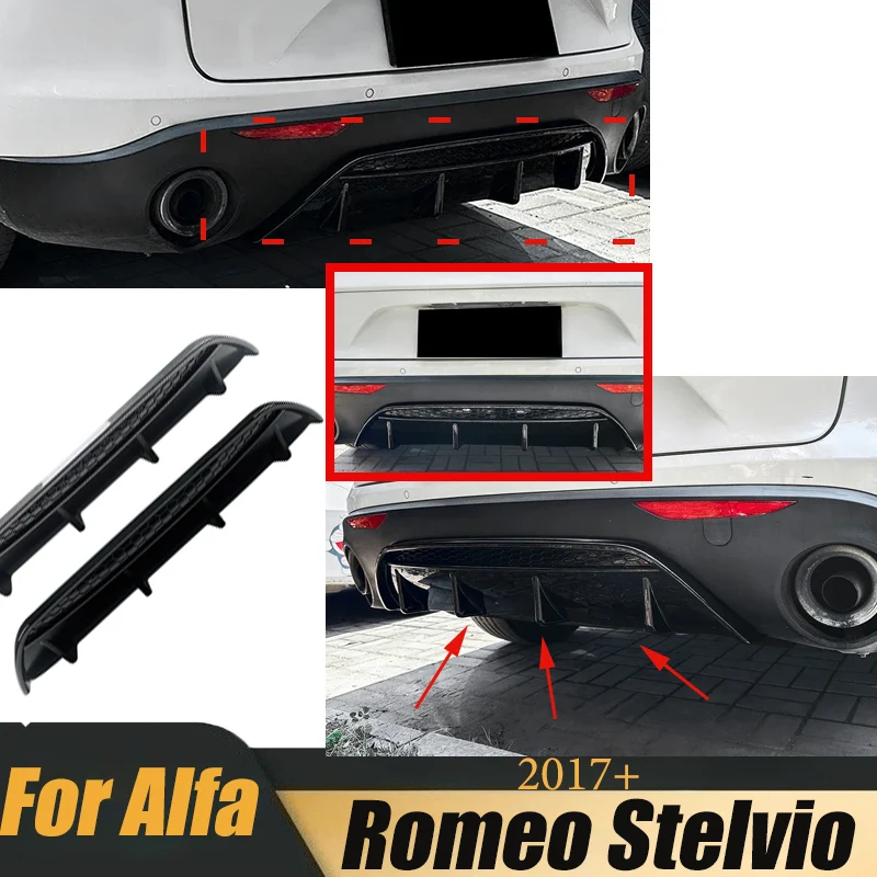 

For Alfa Romeo Stelvio 2017+ Car Rear Bumper Diffuser blade Splitter Spoiler Lip Body kits Exterior Modification Accessories