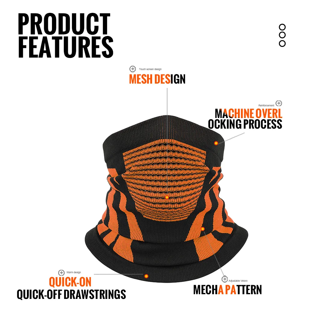 Winter Thermal Anti-Cold Knitted Tube Mask Windproof Breathable Sweat Absorb For Cycling Running Outdoor Sports Neck Cover