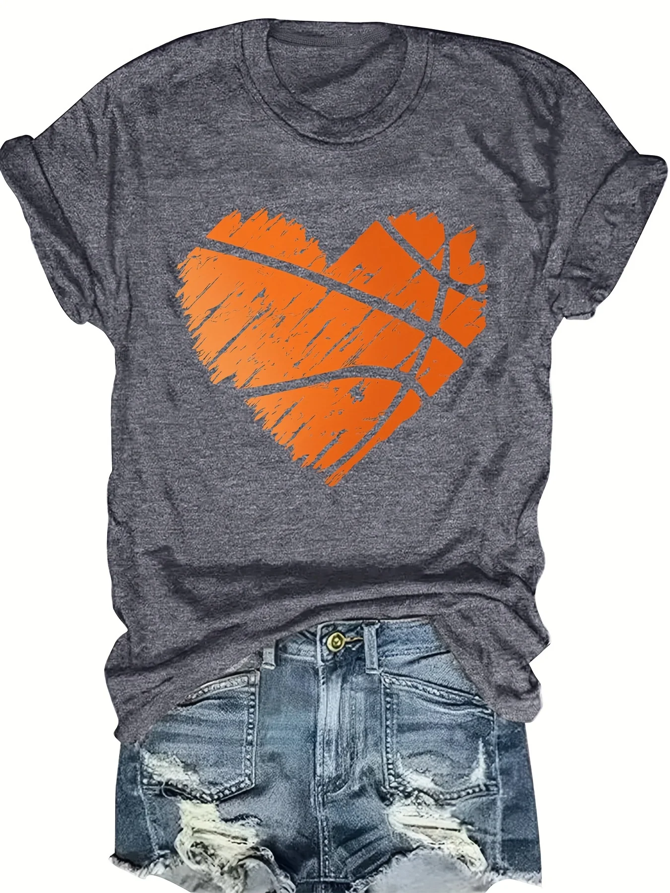 

Модная женская футболка с принтом в виде сердечек, круглым вырезом и короткими рукавами, стильный повседневный топ для женщин