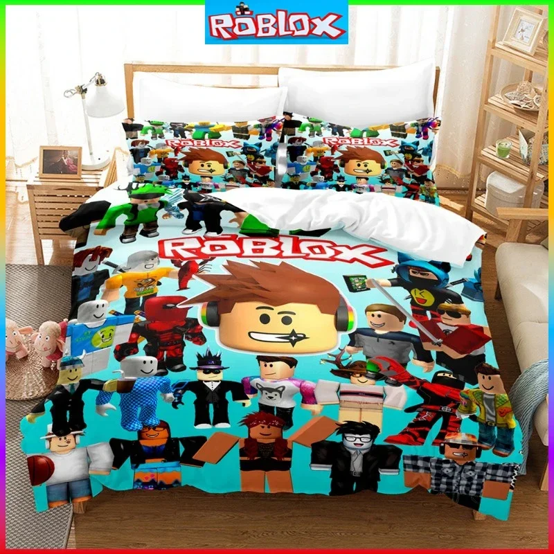 ROBLOX Game Surrounding Children's Anime Student Dormitory Bed Sheet Quilt Cover Three-piece Home Bed Three-piece Set Boys Girls