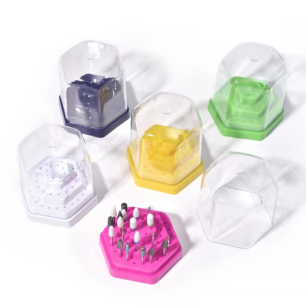 

48 Holes Nail Drill Bit Stand Holder Case Empty Storage Box Milling Cutter Display Container Accessories Acrylic Cover Tools