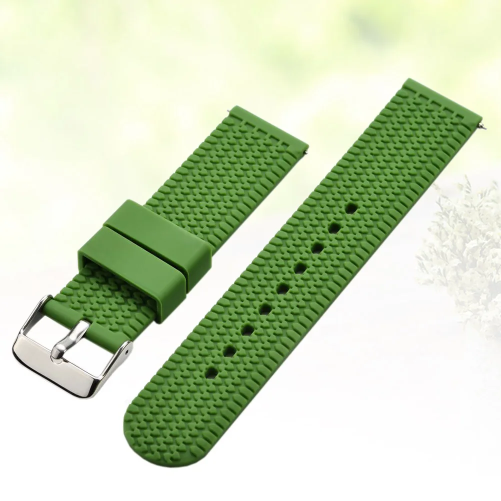 

Adjustable Green Silicone Watchband For Fitness Watch Eco-Friendly Durable Comfortable Replacement Sport Wristband Watch Strap
