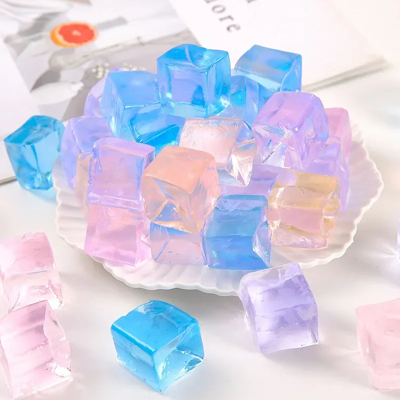 14 pezzi mini cubetti di ghiaccio giocattoli antistress rilascio stress trasparente piccolo blocco di ghiaccio pizzico bambini spremere giocattolo regali di compleanno