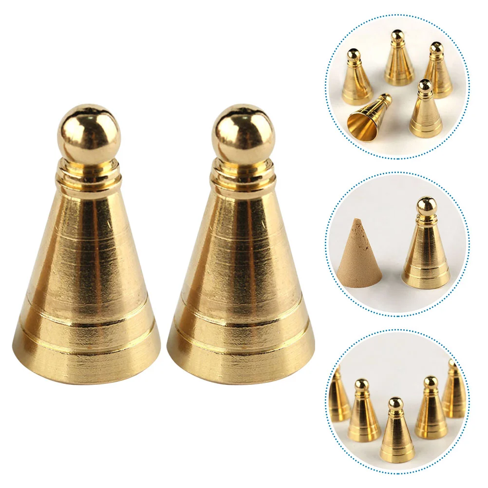 2 Pcs Brass Tower Incense Mold Agarwood Powder Making Seal Cone Tool DIY Mould Holder Conical Shaping Burner Accessory Office