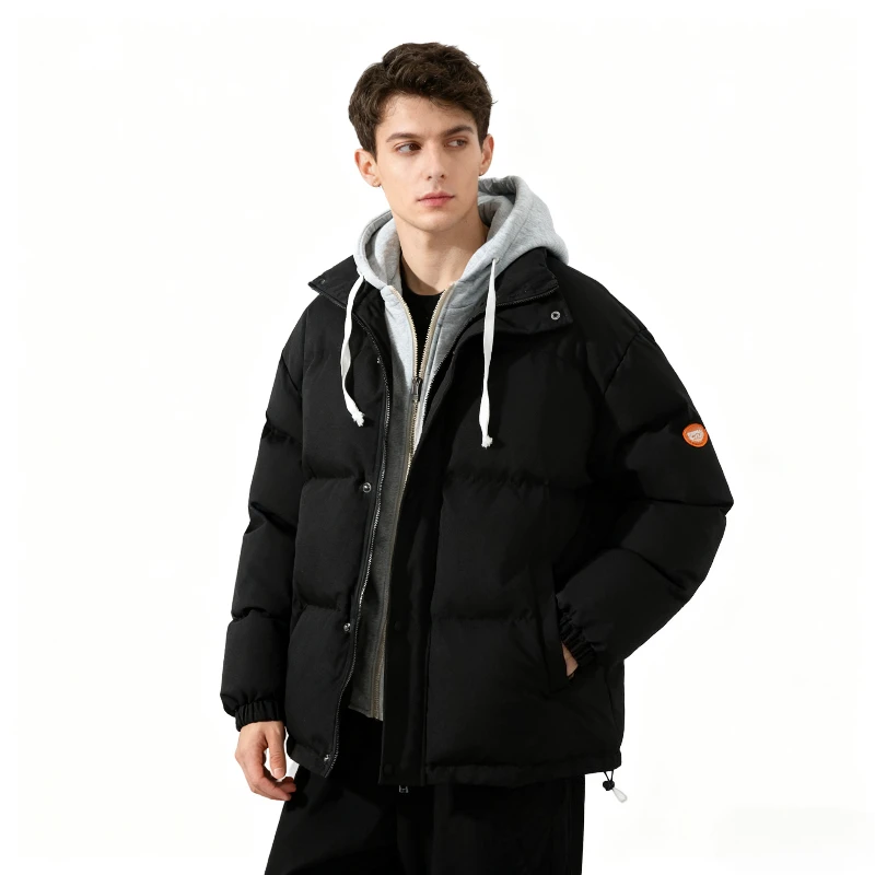 

2025 New Autumn and Winter Hooded Cotton Jacket for Couples, Trendy Faux Two-Piece Thickened Warm Coat