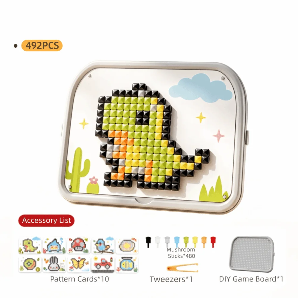 Color Perception Mushroom Nail Puzzle Toy Concentration Training Creative Skills 3D Puzzle Toy 3D Fine Motor Peg Puzzle Toy Baby