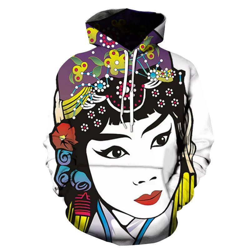 Unisex Hoodie 3D Printed Chinese Traditional Culture Paper-cutting Opera Pattern Hoodies Rare Unique Personality Fashion Coat