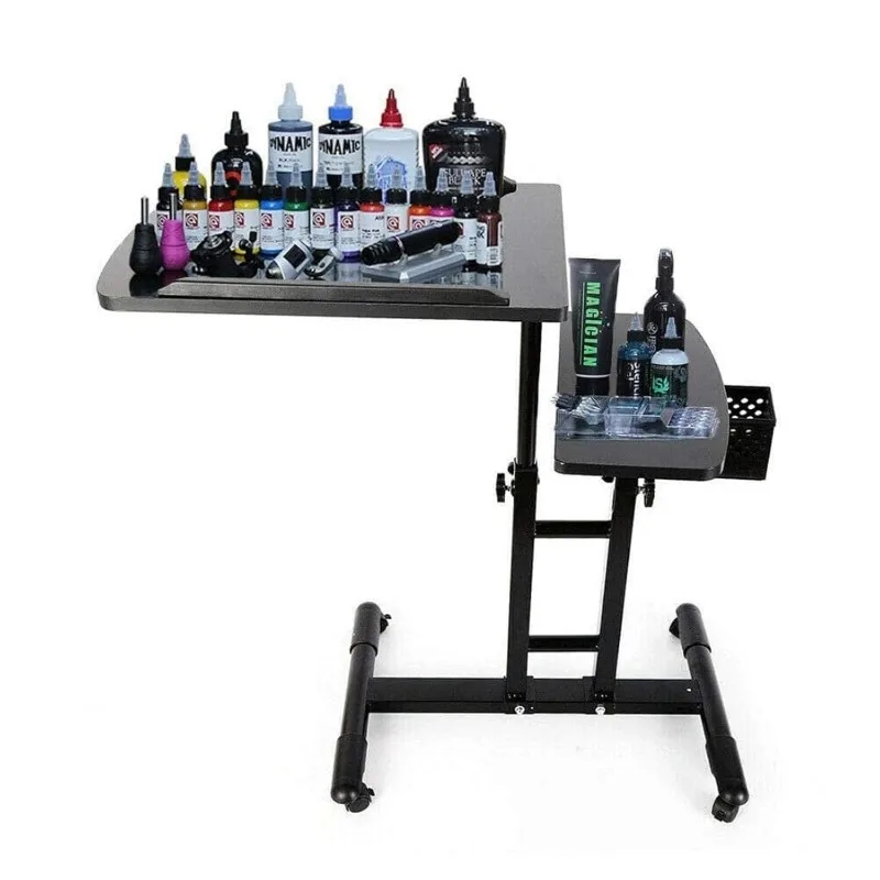 Tattoo Tray on Wheels, Portable Mobile Tattoo Workstation, 65-97cm Height Adjustable, Salon Cart Hairstylist Display Stand