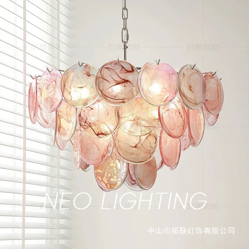 Hot Sale French Light Luxury Living Room Chandelier Murano Murano Bedroom Dining Room Eye Protection Cloud Glass Chandelier