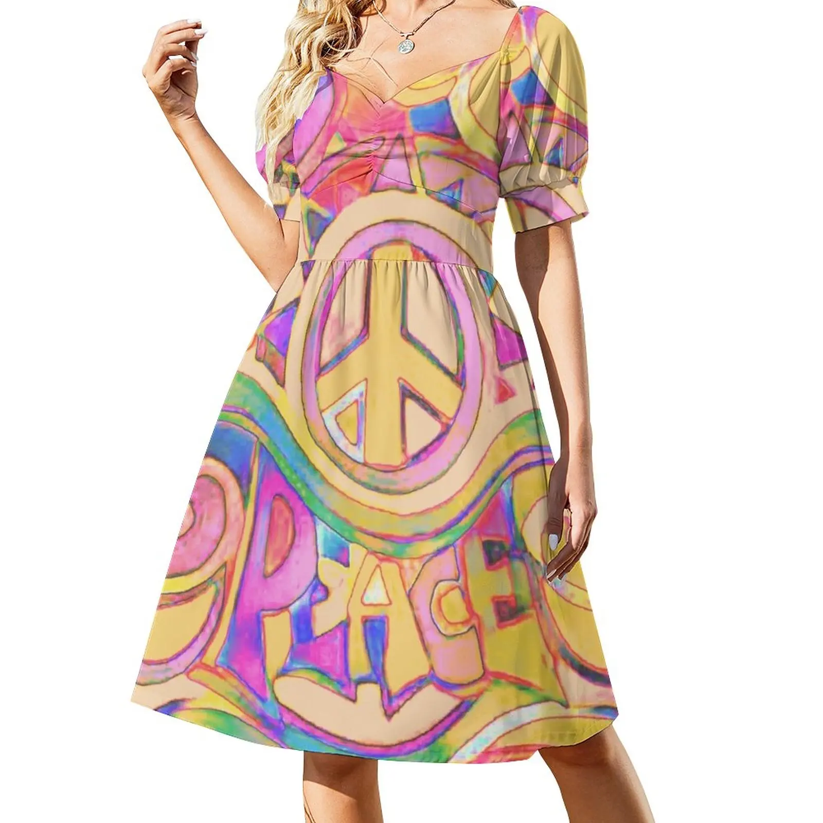 

Pastel Hippy Trippy Peace Art Dress dresses for prom summer dress for women 2023 clothes for women wedding dresses for parties