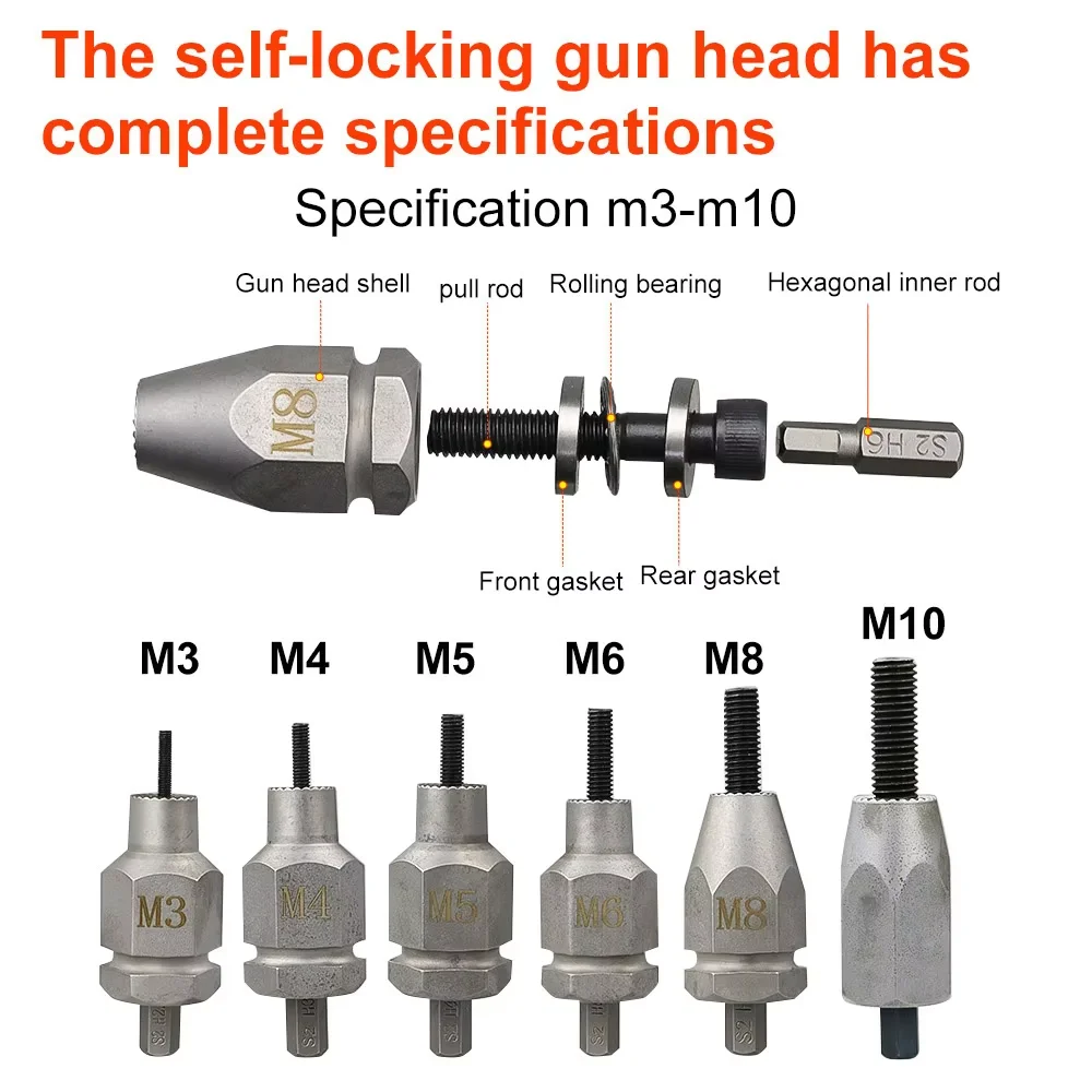 SUBAO Lk6 ชาร์จดึงปืนไฟฟ้าดึงrivet nutหัวrivet gun ram gunnerแบบไดนามิกrivet nut gun