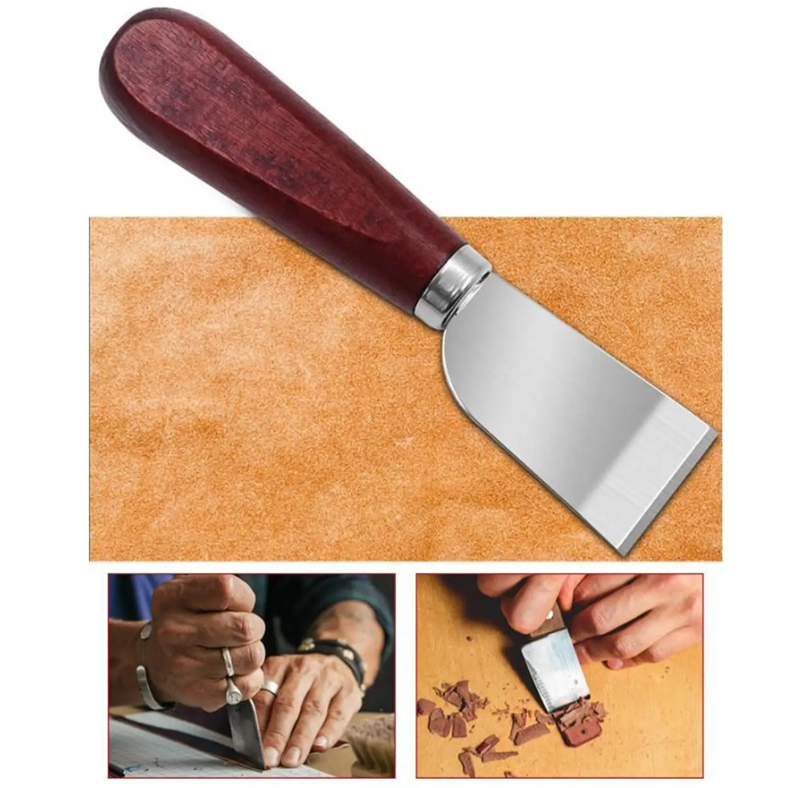 Leather Knife Cutting Knife Edging Knife with Wooden Handle Leather Working Knife for DIY Leathercraft Cutting Papers