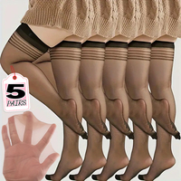 1/5pairs Women SexyThigh High Knee Stockings Lingerie Transparent High Elastic Stocking Nylon Temptation Medias Plus Size Socks