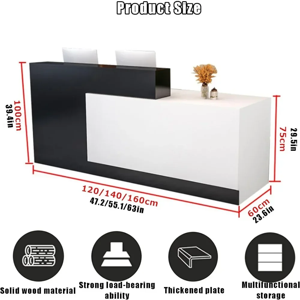 Front Counter Desk with Lockable Drawers, Reception Counter Desk,Modern Retail Counter, Wooden Computer Desk Reception Table