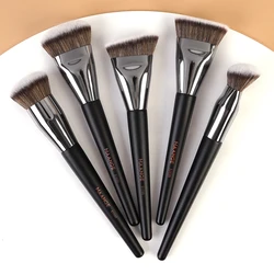 MAANGE 5pcs Main Makeup Brushes Set Flat Top Foundation Brushes Angled Contoured Brush Dense Bristle Face Makeup Tool for Beauty