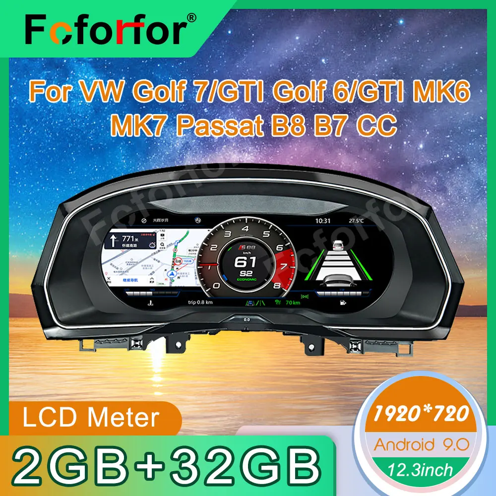 For VW Magotan, Golf6/7, CC, Tourang,Passat B6 B7 Digital Dashboard Panel Virtua LCD Instrument Cluster Cockpit LCD Speedometer