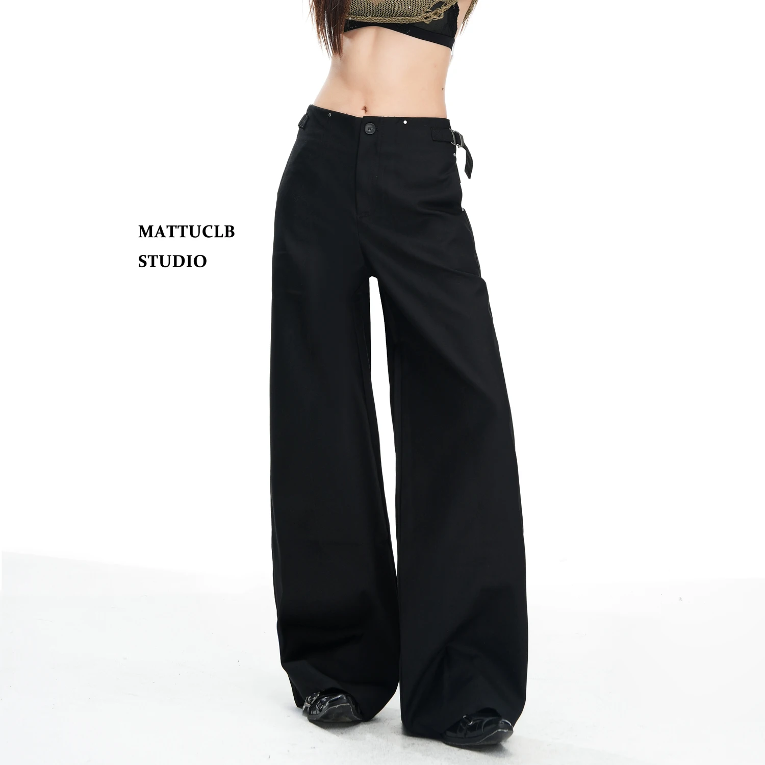 Women's Abi Baggy Pants Loose Casual Long Trousers Korean 2000s American Retro Wide Fit 2000s Cleanfit Grunge High Street Punk