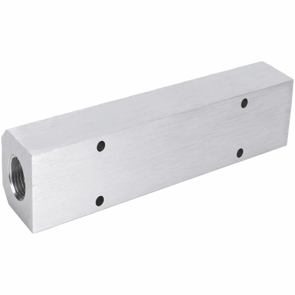 40mm High Flow Rate Pneumatic Manifold 1/4in NPT Output Aluminum Compressed Air Manifold Silver 5 Way Air Splitter Compressor