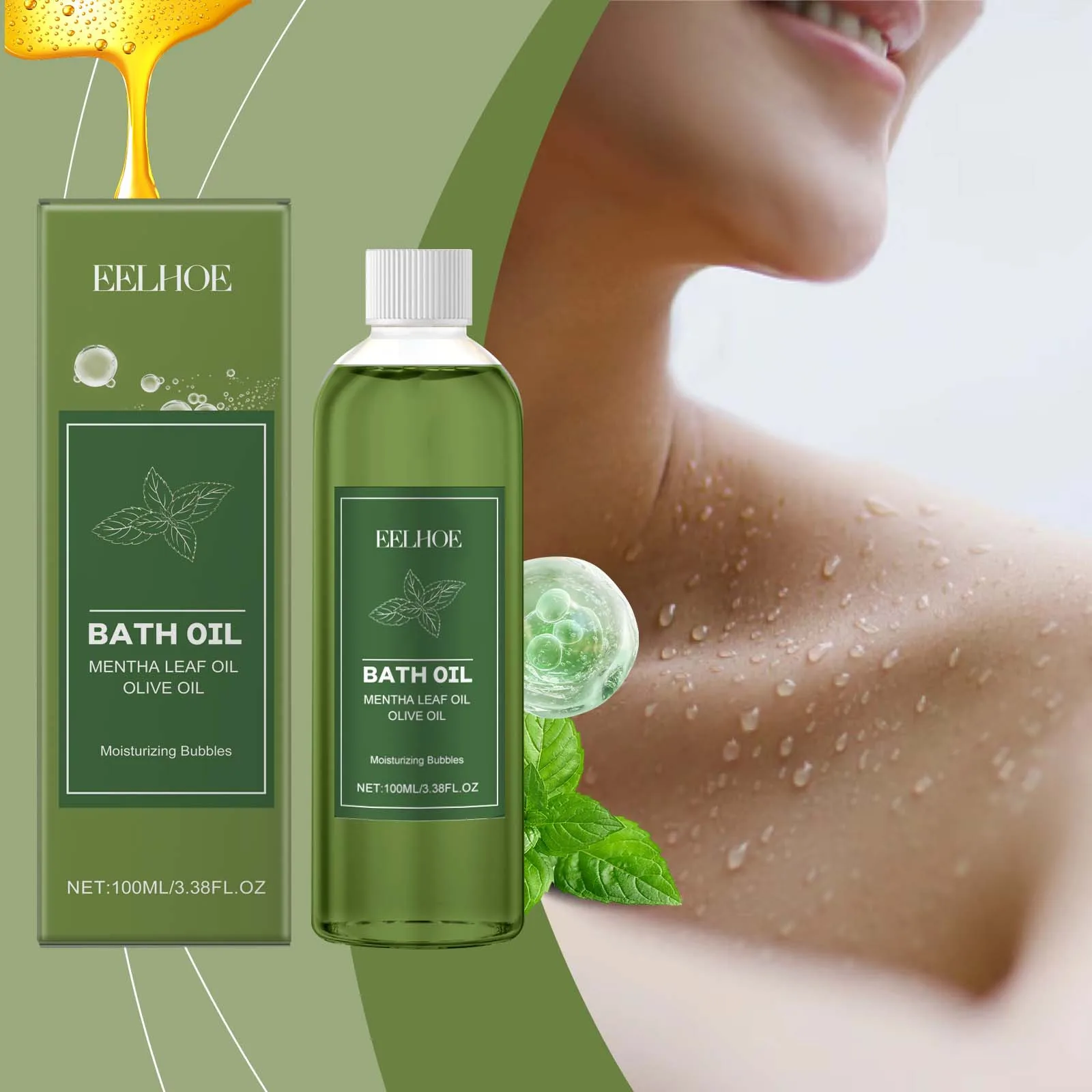Mentha Leaf & Olive Bath Oil - Moisturizing Bubble Bath for Relaxation & Skin Hydration | 100ml"