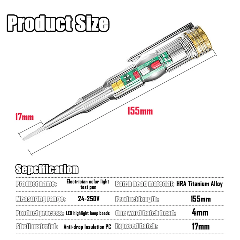 4PC Intelligent Induction Power Voltage  Pen 24-250V Circuit Tester Electrical Screwdriver Indicator Electrician