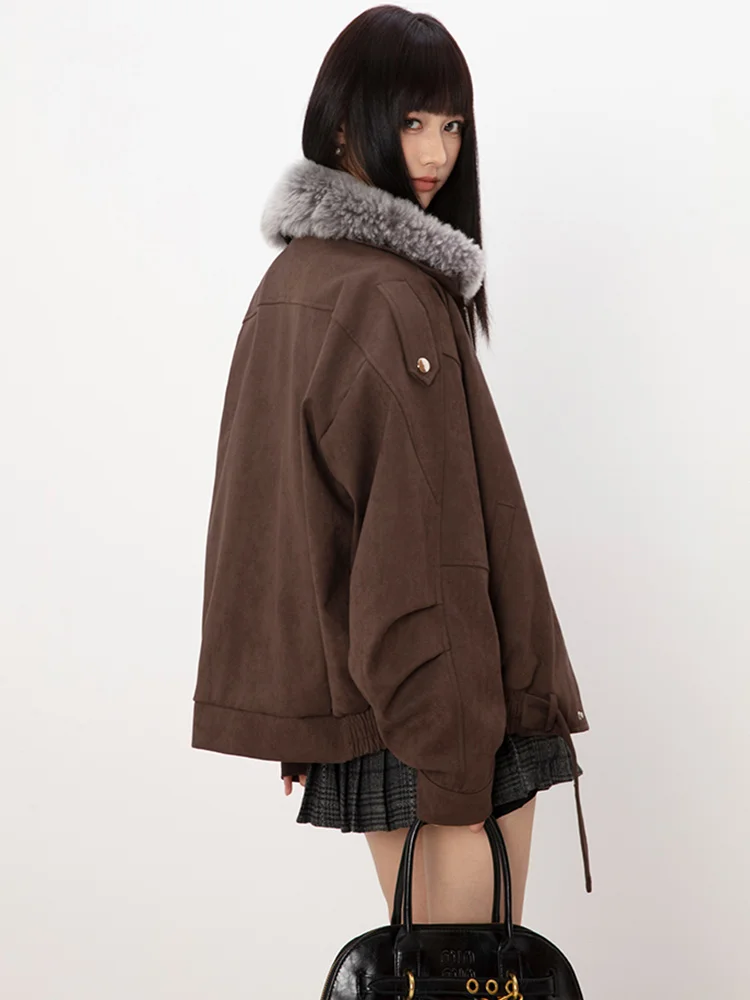 2025 Winter Goose Down Jacket Outwear Natural Real Sheep Lamb Fur Collar Coats Women's Luxury Female Parka Jacket