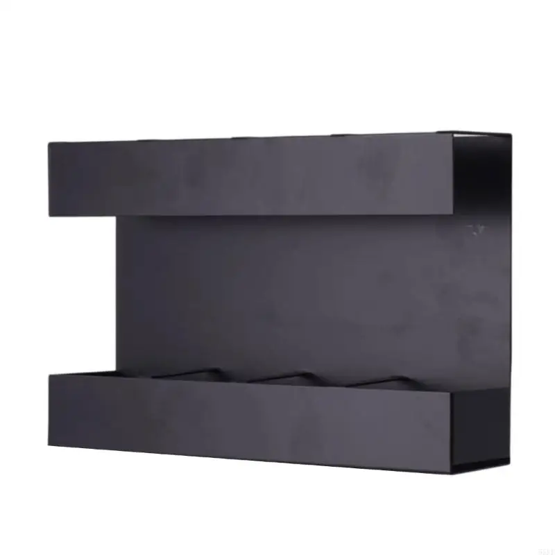 

55KF Black Metal Straw Holder Wall Mounted Kitchen Cabinet for Home Commercial Use Space Efficient Storage Rack