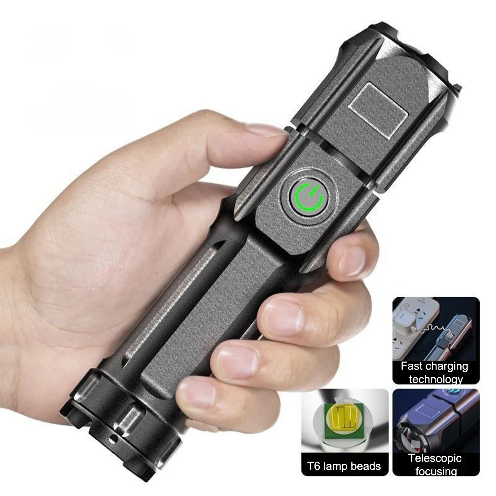Tragbare wiederaufladbare LED-Taschenlampen, starkes Licht, wasserdichte Taschenlampen für Camping, Notfall, Outdoor ﻿