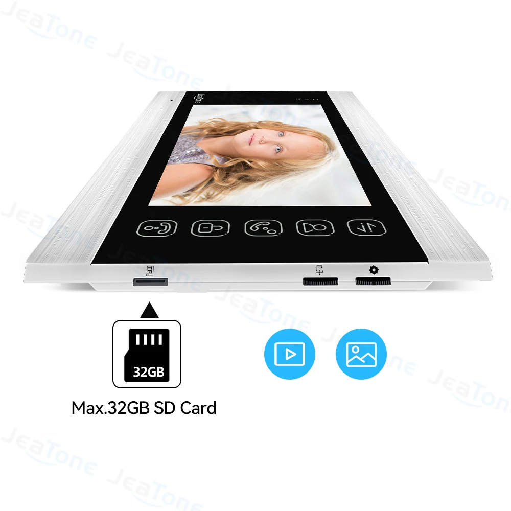 Novo 7 Polegada monitor interno único vídeo porta telefone campainha sistema de intercomunicação gravação vídeo foto tomando prata montagem na parede