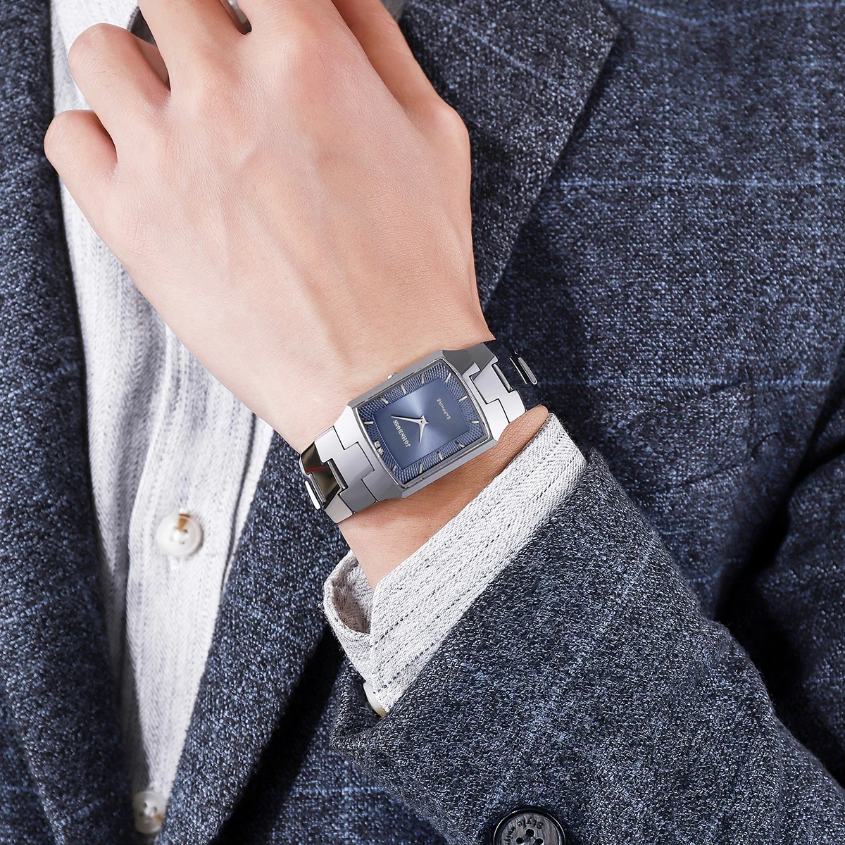 Мужские часы, вольфрамовые часы, квадратные циферблаты, вольфрамовая сталь в форме тонно, кварцевый механизм, швейцарский механизм Ronda, сапх.