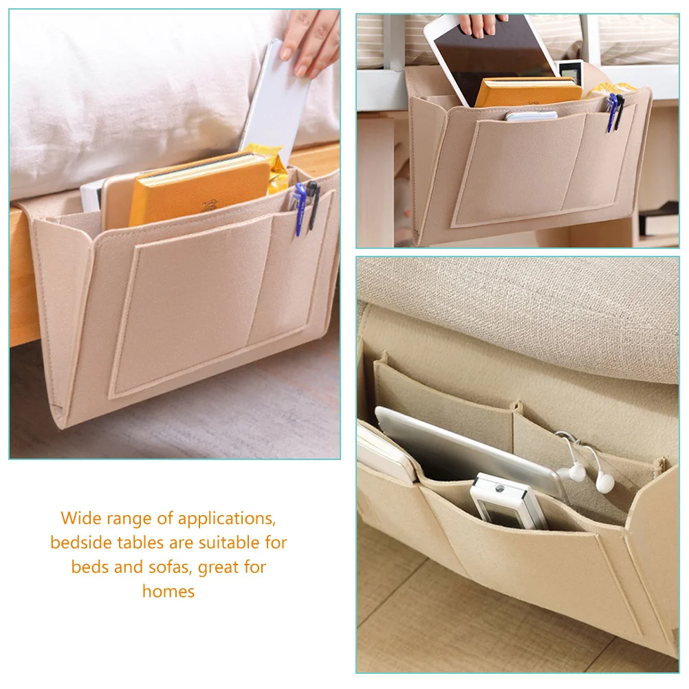 

Felt Storage Bag Bedside for Dorm with Pockets Hanging Organizer Sofa Armrest Hanger