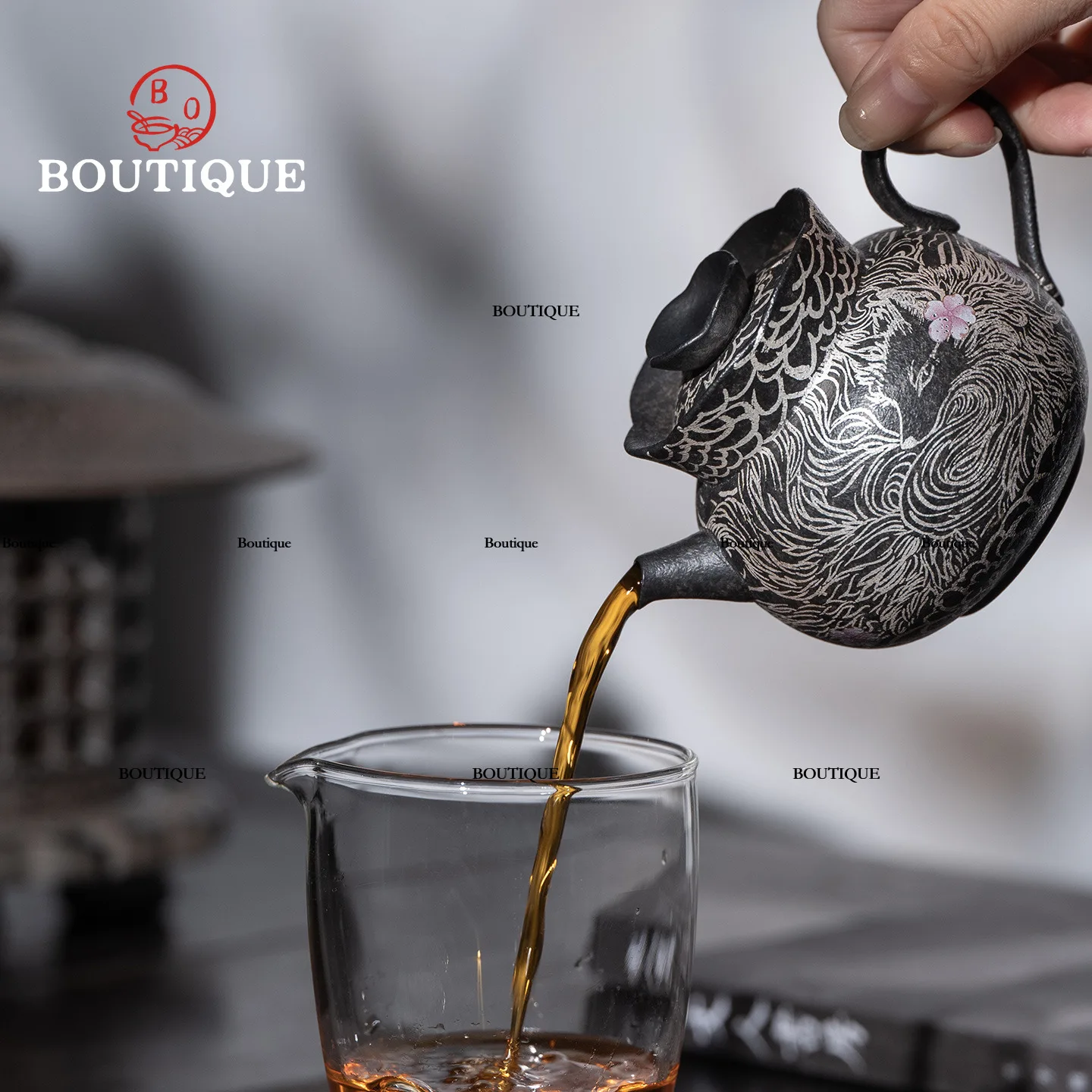 Old Clay Teapot Nine-Tailed Fox Kettle Silver Ceramic Tea Infuser Teapot Chinese Retro Kung Fu Tea Set Teapots Filter Yixing Pot