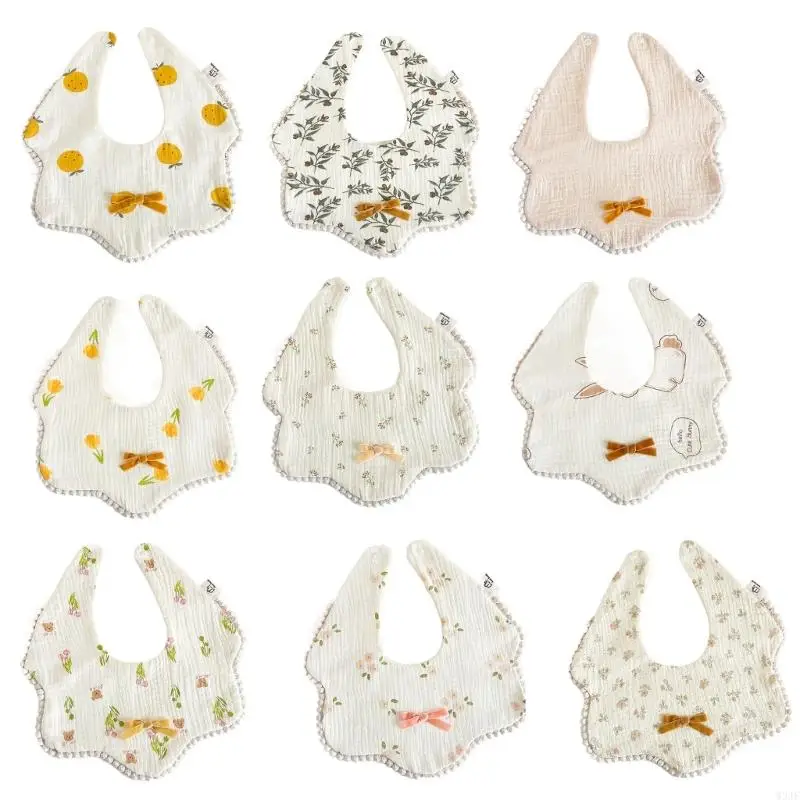 

W3JF Newborns Saliva Towel Infant Feeding Bibs Waterproof Bibs 4 Layer Burp Cloths